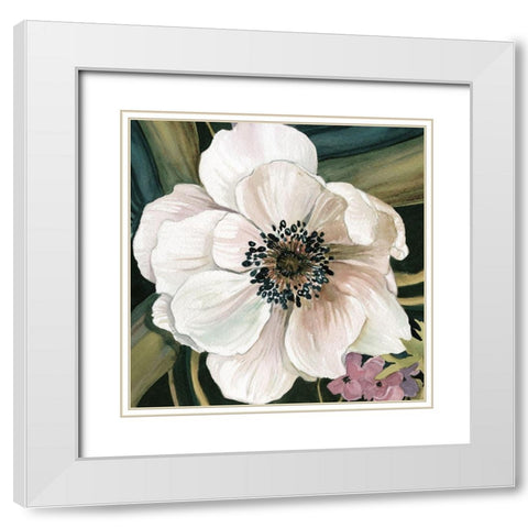 Anemone Study IV White Modern Wood Framed Art Print with Double Matting by Robinson, Carol