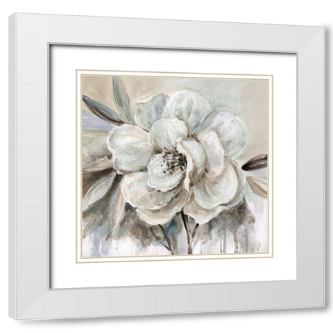 Neutral Bloom II White Modern Wood Framed Art Print with Double Matting by Robinson, Carol
