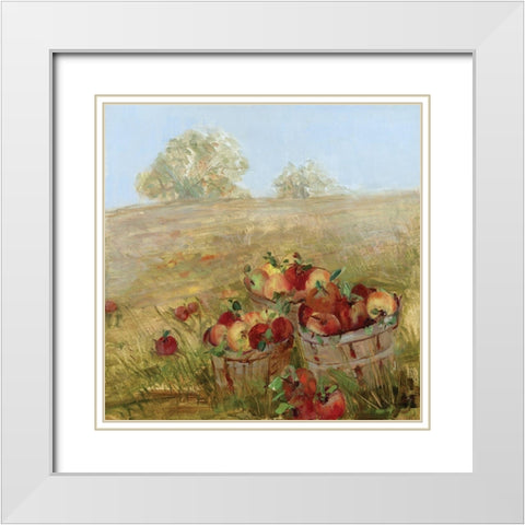 Apple Picking I White Modern Wood Framed Art Print with Double Matting by Swatland, Sally