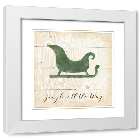 Jingle Sleigh White Modern Wood Framed Art Print with Double Matting by Robinson, Carol