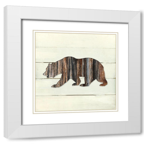 Woodland Bear White Modern Wood Framed Art Print with Double Matting by Robinson, Carol