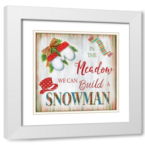 Snow Mittens White Modern Wood Framed Art Print with Double Matting by Nan