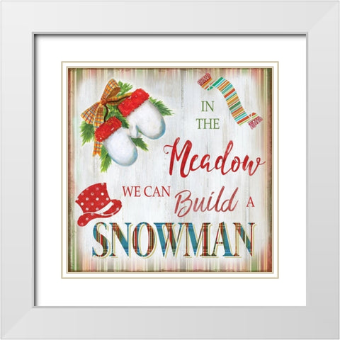 Snow Mittens White Modern Wood Framed Art Print with Double Matting by Nan