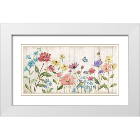 Wildflower Flutter On White Modern Wood Framed Art Print with Double Matting by Nan