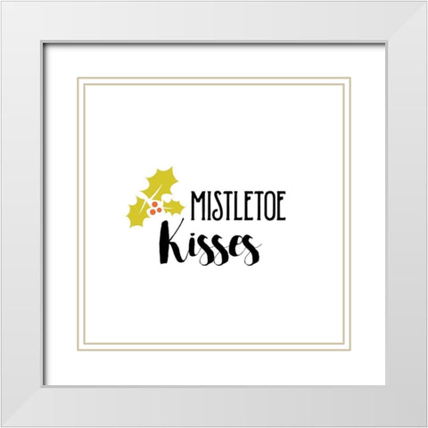 Mistletoe Kisses White Modern Wood Framed Art Print with Double Matting by Murray, Amanda