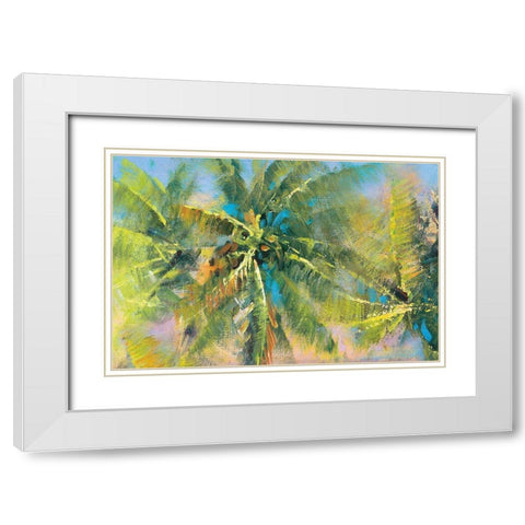 Palm Collage White Modern Wood Framed Art Print with Double Matting by Mathenia, Paul