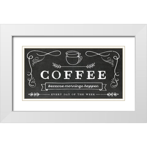 Coffee Everyday White Modern Wood Framed Art Print with Double Matting by Murray, Amanda