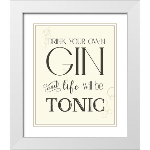 Gin and Tonic White Modern Wood Framed Art Print with Double Matting by Donovan, Kelly
