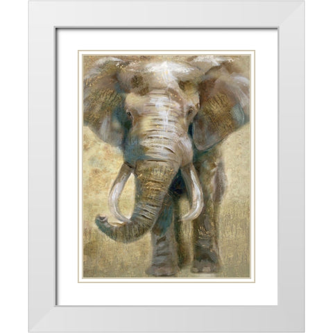 Summer Safari Elephant White Modern Wood Framed Art Print with Double Matting by Nan