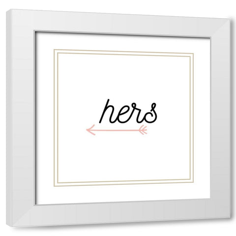 Her Arrow White Modern Wood Framed Art Print with Double Matting by CAD DESIGNS