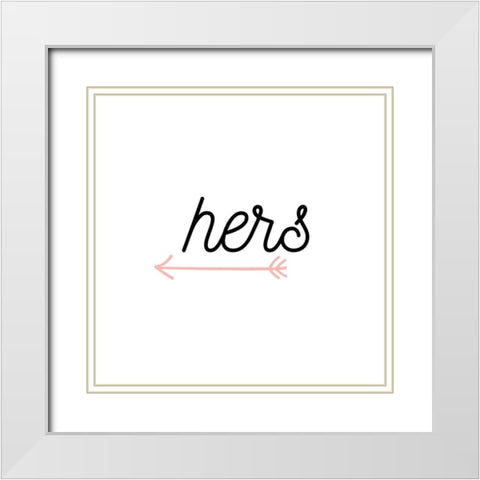 Her Arrow White Modern Wood Framed Art Print with Double Matting by CAD DESIGNS