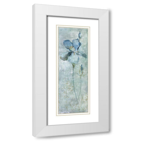 Blue Iris White Modern Wood Framed Art Print with Double Matting by Robinson, Carol