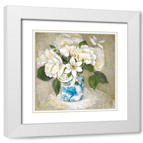 Doux Et Blanc White Modern Wood Framed Art Print with Double Matting by Tava Studios