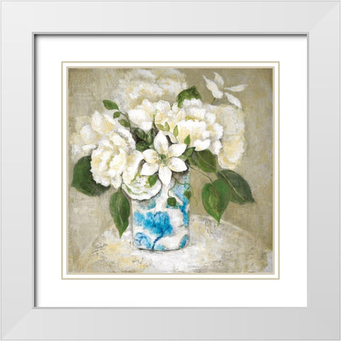 Doux Et Blanc White Modern Wood Framed Art Print with Double Matting by Tava Studios