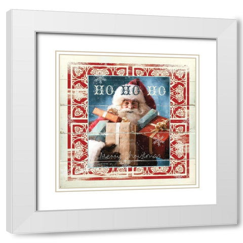 Shiplap Santa White Modern Wood Framed Art Print with Double Matting by Robinson, Carol