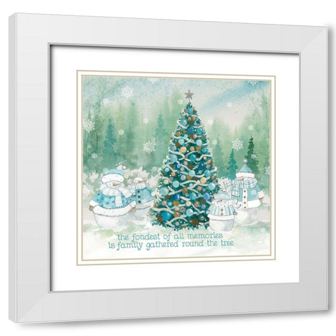 Snowman Family White Modern Wood Framed Art Print with Double Matting by Robinson, Carol