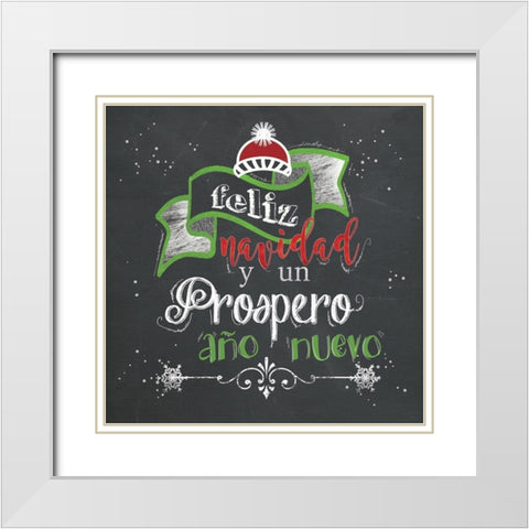Feliz Navidad White Modern Wood Framed Art Print with Double Matting by Robinson, Carol