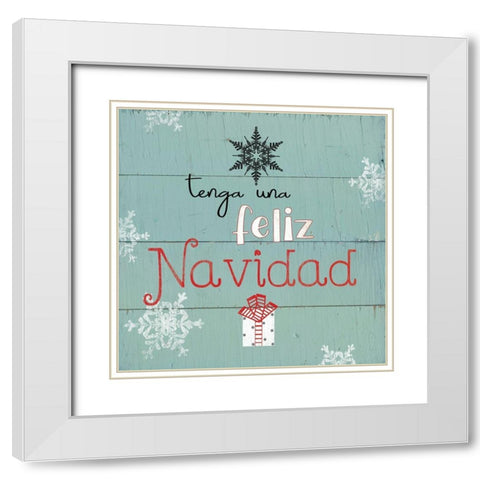 Feliz Navidad White Modern Wood Framed Art Print with Double Matting by Robinson, Carol