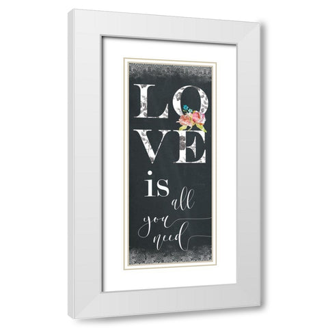 Chalky Love White Modern Wood Framed Art Print with Double Matting by Robinson, Carol