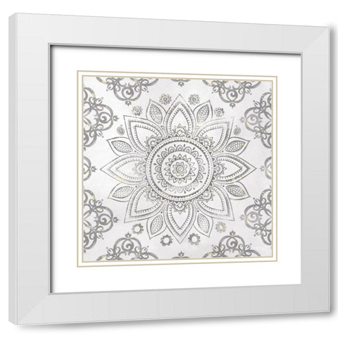 Mandala Sunburst White Modern Wood Framed Art Print with Double Matting by Knutsen, Conrad
