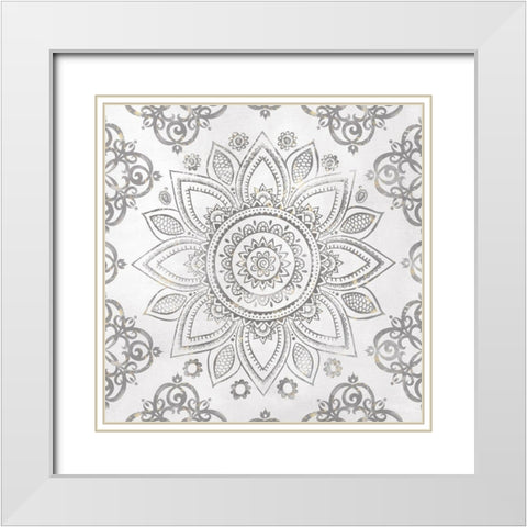 Mandala Sunburst White Modern Wood Framed Art Print with Double Matting by Knutsen, Conrad