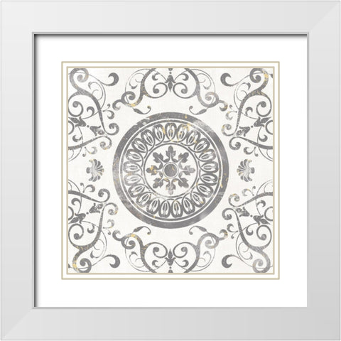 Mandala Medallion White Modern Wood Framed Art Print with Double Matting by Knutsen, Conrad