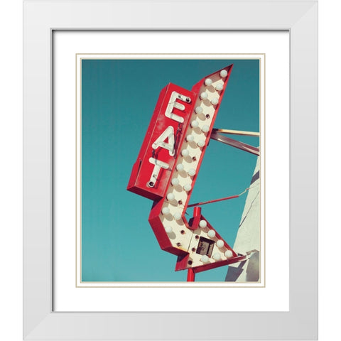 Retro Eat Sign White Modern Wood Framed Art Print with Double Matting by Delimont, Danita