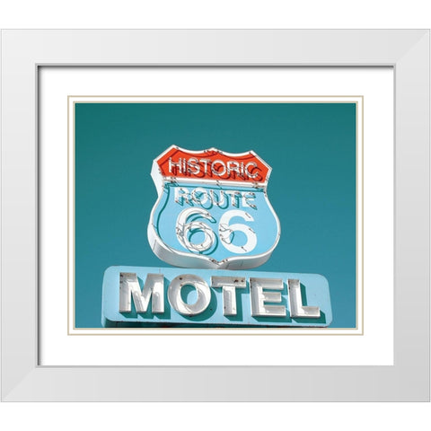 Retro Route 66 White Modern Wood Framed Art Print with Double Matting by Delimont, Danita