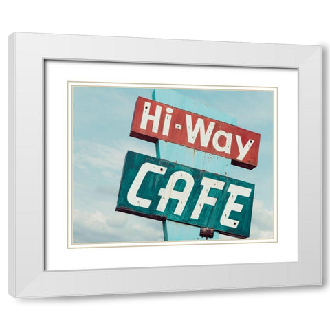 Hi-Way Cafe White Modern Wood Framed Art Print with Double Matting by Delimont, Danita