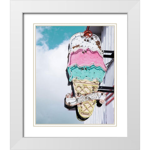 Retro Ice Cream White Modern Wood Framed Art Print with Double Matting by Delimont, Danita