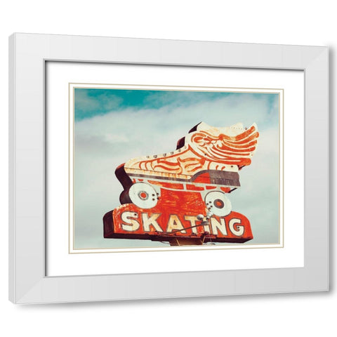 Retro Skating White Modern Wood Framed Art Print with Double Matting by Delimont, Danita