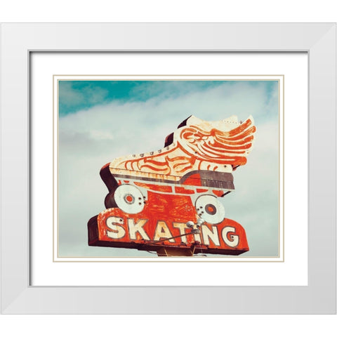 Retro Skating White Modern Wood Framed Art Print with Double Matting by Delimont, Danita