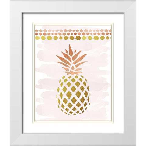 Glam Pineapple White Modern Wood Framed Art Print with Double Matting by Murray, Amanda