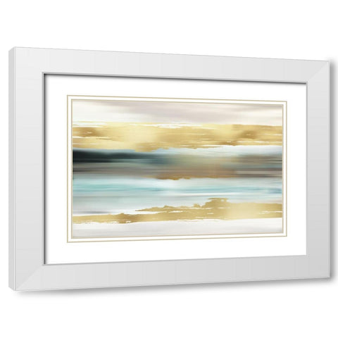 Golden Sunset White Modern Wood Framed Art Print with Double Matting by Nan