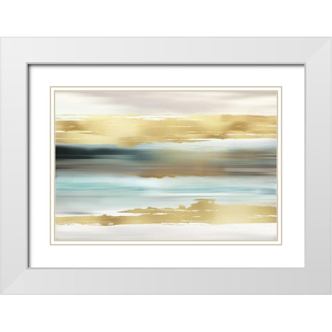 Golden Sunset White Modern Wood Framed Art Print with Double Matting by Nan