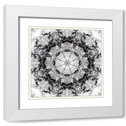 Black White Kaleidoscope White Modern Wood Framed Art Print with Double Matting by Nan