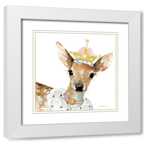 Glamour Girls Deer White Modern Wood Framed Art Print with Double Matting by Robinson, Carol