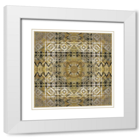 Kaleidoscope Tribal White Modern Wood Framed Art Print with Double Matting by Nan