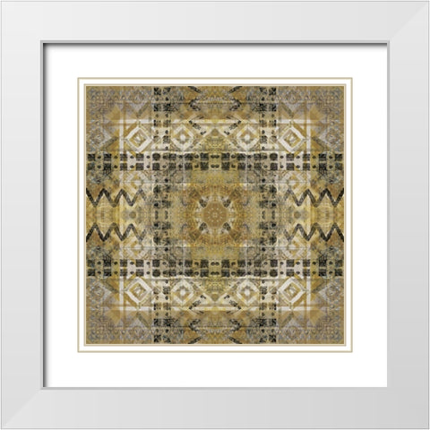 Kaleidoscope Tribal White Modern Wood Framed Art Print with Double Matting by Nan