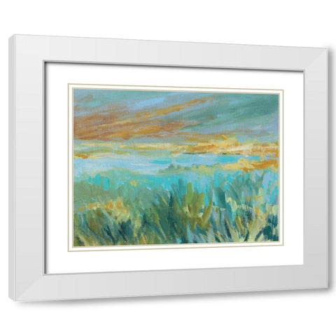 Grassy Beach White Modern Wood Framed Art Print with Double Matting by Robinson, Carol
