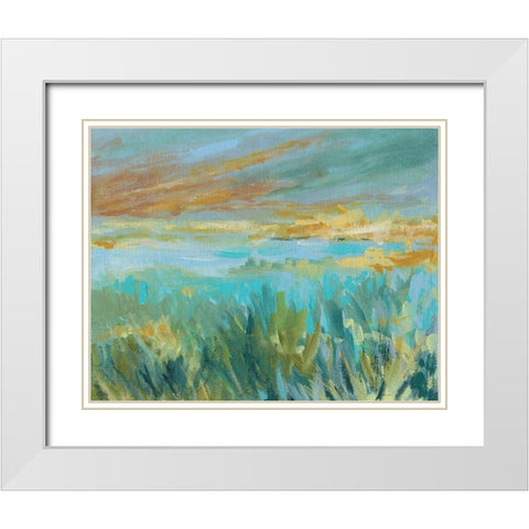 Grassy Beach White Modern Wood Framed Art Print with Double Matting by Robinson, Carol