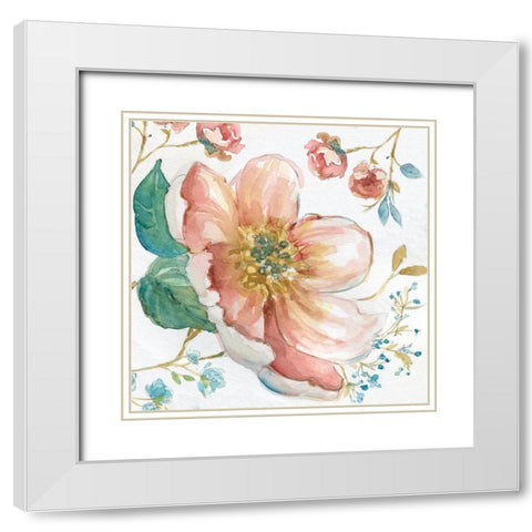 Pastel Garden I White Modern Wood Framed Art Print with Double Matting by Robinson, Carol