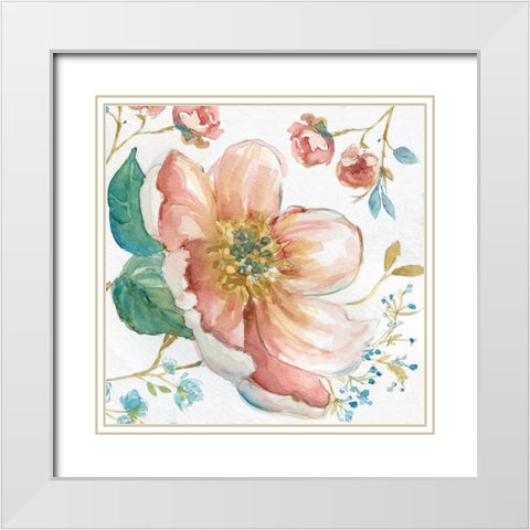 Pastel Garden I White Modern Wood Framed Art Print with Double Matting by Robinson, Carol