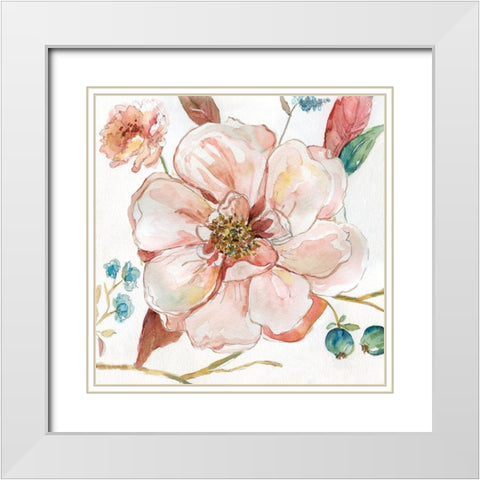Pastel Garden II White Modern Wood Framed Art Print with Double Matting by Robinson, Carol