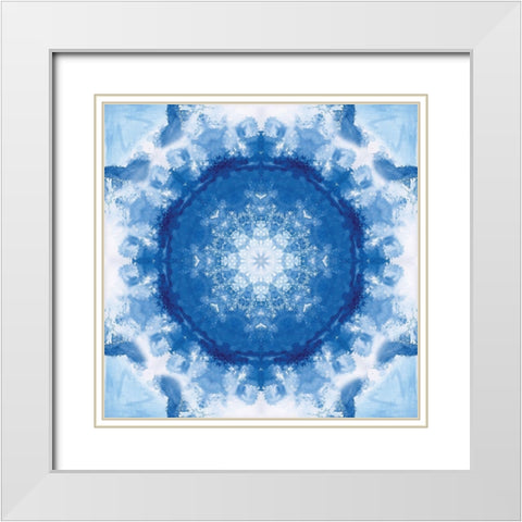 Indigo Wash Kaleidoscope II White Modern Wood Framed Art Print with Double Matting by Nan