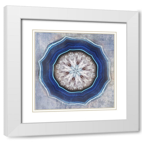 Kaleidoscope Blue Agate I White Modern Wood Framed Art Print with Double Matting by Weisz, Irene
