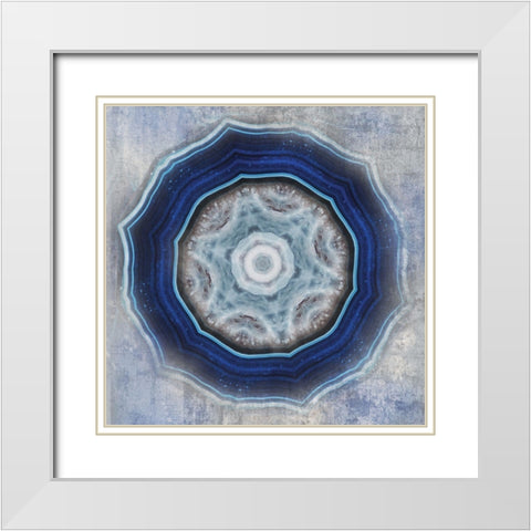 Kaleidoscope Blue Agate II White Modern Wood Framed Art Print with Double Matting by Weisz, Irene