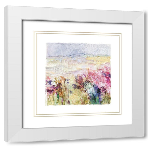 Floral Fields White Modern Wood Framed Art Print with Double Matting by Robinson, Carol