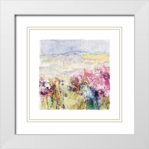 Floral Fields White Modern Wood Framed Art Print with Double Matting by Robinson, Carol