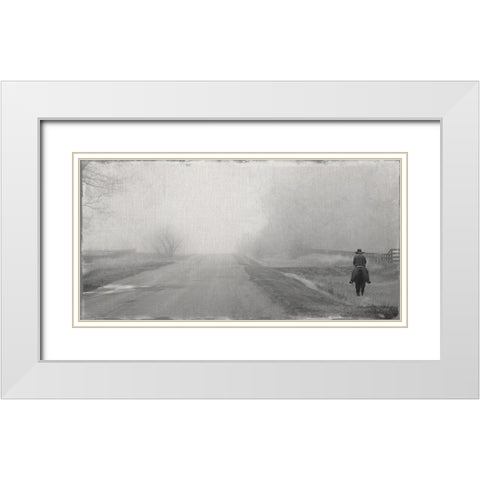 Riding Fence White Modern Wood Framed Art Print with Double Matting by Robinson, Carol